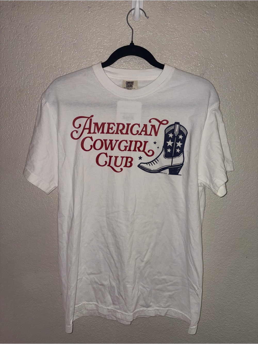 🤠NWT Comfort Colors "American🇺🇲Cowgirl🤠Club Graphic T-Shirt" 💯% Cotton🤍Medium - Picture 9 of 12